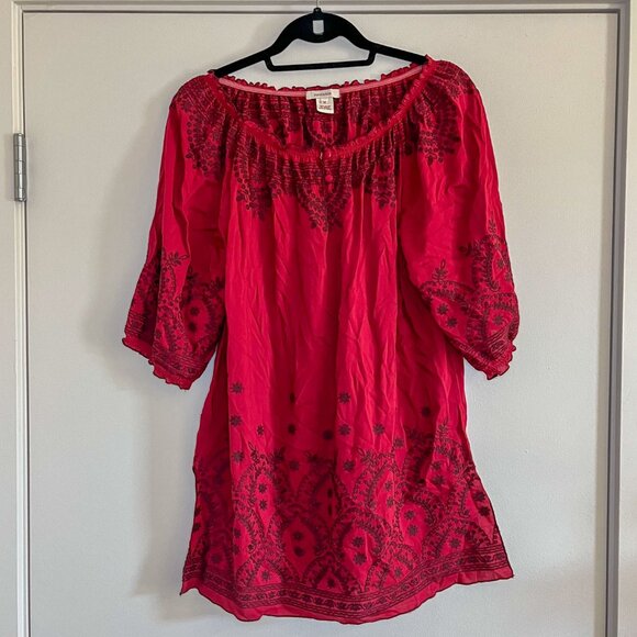 Sundance | Red Embroidered Top - Picture 2 of 5